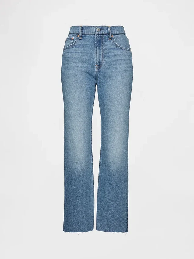 High-Rise-Jeans im 90er-Jahre-Stil, schmal geschnitten, gerade Beinschnitt, verkürzt