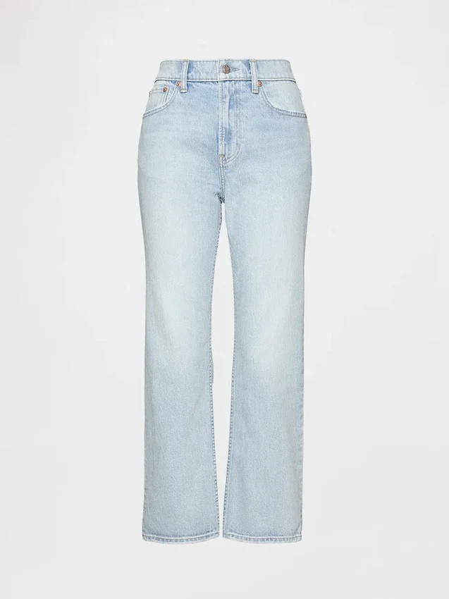 High-Rise-Jeans im 90er-Jahre-Stil, schmal geschnitten, gerade Beinschnitt, verkürzt