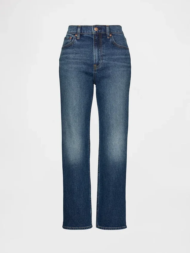 High-Rise-Jeans im 90er-Jahre-Stil, schmal geschnitten, gerade Beinschnitt, verkürzt