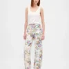 High-Rise-Jeans im Barrel-Schnitt mit Blumenmuster