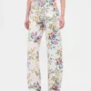 High-Rise-Jeans im Barrel-Schnitt mit Blumenmuster