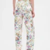 High-Rise-Jeans im Barrel-Schnitt mit Blumenmuster