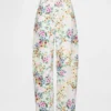 High-Rise-Jeans im Barrel-Schnitt mit Blumenmuster