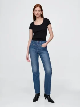 High-Rise-Jeans im Western-Stil der 90er Jahre, schmal und gerade geschnitten