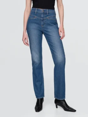 High-Rise-Jeans im Western-Stil der 90er Jahre, schmal und gerade geschnitten