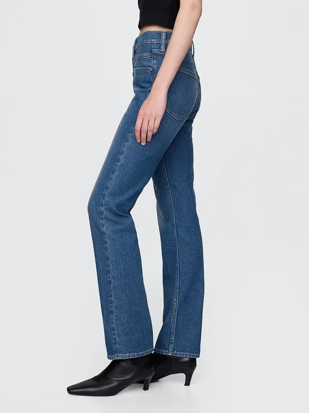 High-Rise-Jeans im Western-Stil der 90er Jahre, schmal und gerade geschnitten