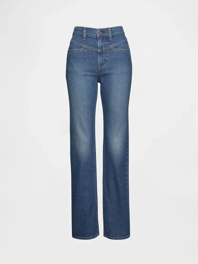 High-Rise-Jeans im Western-Stil der 90er Jahre, schmal und gerade geschnitten