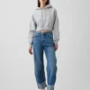 High-Rise-Jeans mit Umschlag