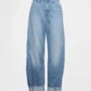 High-Rise-Jeans mit Umschlag