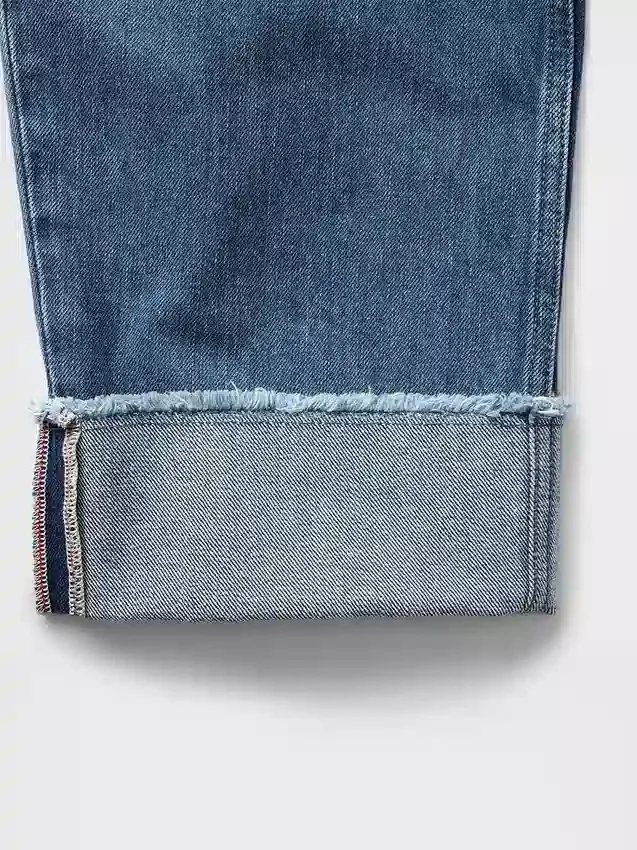 High-Rise-Jeans mit Umschlag