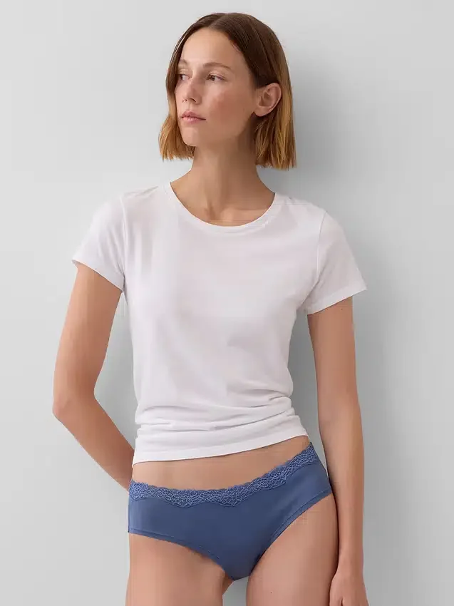 Hipster aus Bio-Stretch-Baumwolle mit Spitzenbesatz