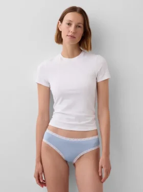 Hipster aus Bio-Stretch-Baumwolle mit Spitzenbesatz