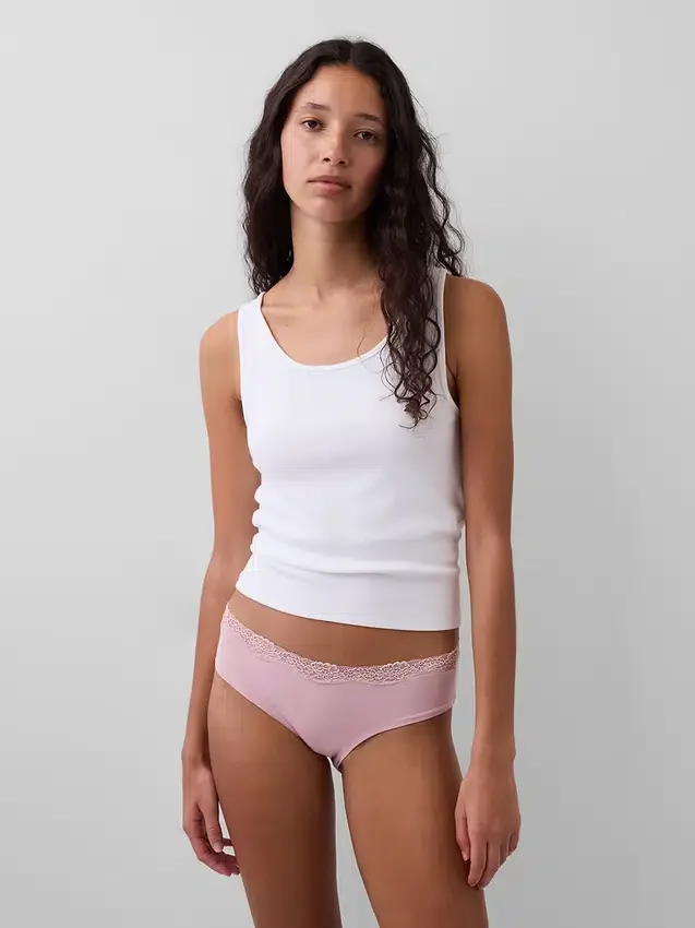 Hipster aus Bio-Stretch-Baumwolle mit Spitzenbesatz