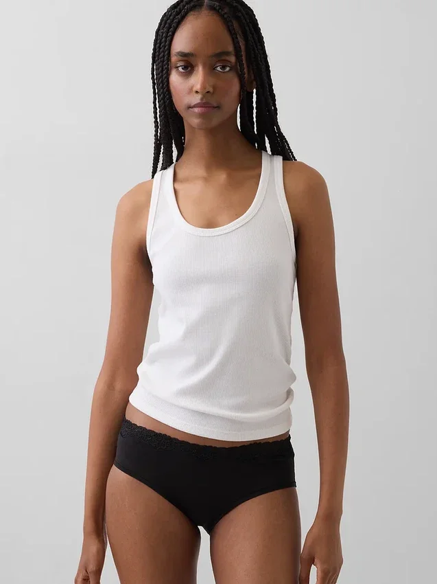 Hipster aus Bio-Stretch-Baumwolle mit Spitzenbesatz