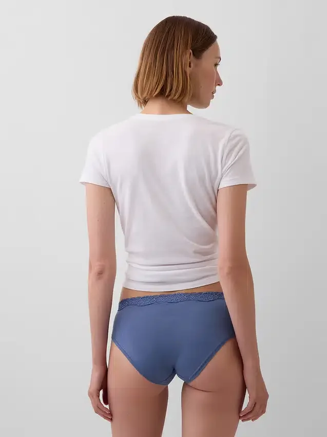 Hipster aus Bio-Stretch-Baumwolle mit Spitzenbesatz
