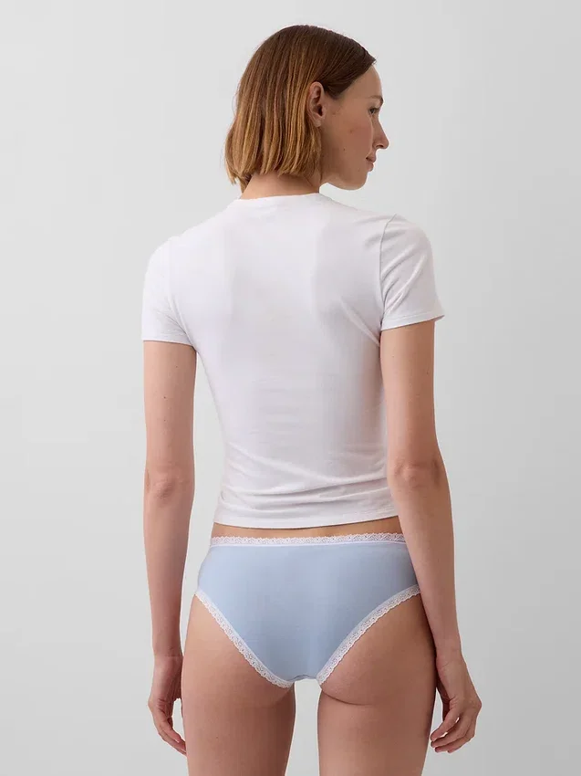 Hipster aus Bio-Stretch-Baumwolle mit Spitzenbesatz