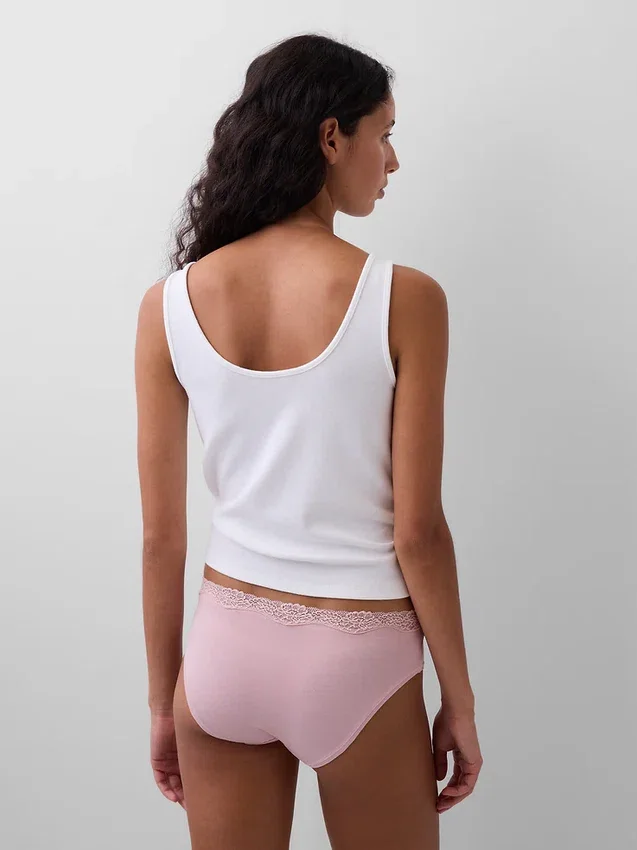 Hipster aus Bio-Stretch-Baumwolle mit Spitzenbesatz