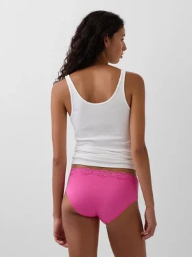 Hipster aus Bio-Stretch-Baumwolle mit Spitzenbesatz