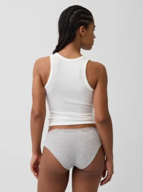 Hipster aus Bio-Stretch-Baumwolle mit Spitzenbesatz