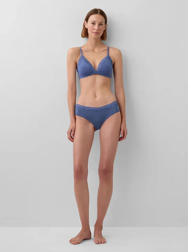 Hipster aus Bio-Stretch-Baumwolle mit Spitzenbesatz