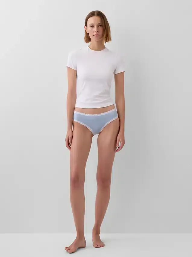 Hipster aus Bio-Stretch-Baumwolle mit Spitzenbesatz