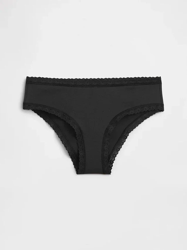 Hipster aus Bio-Stretch-Baumwolle mit Spitzenbesatz