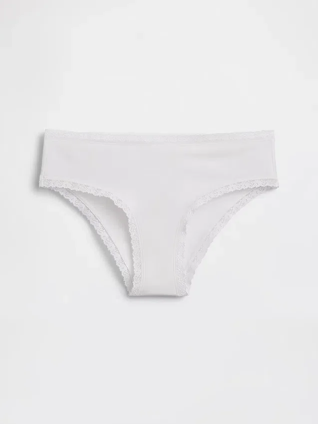 Hipster aus Bio-Stretch-Baumwolle mit Spitzenbesatz