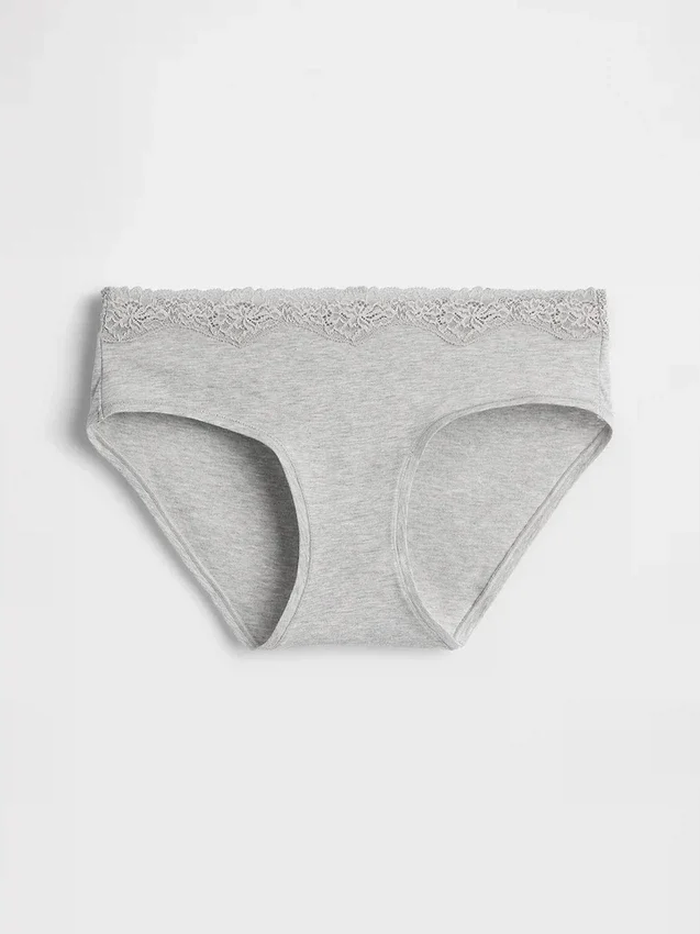 Hipster aus Bio-Stretch-Baumwolle mit Spitzenbesatz