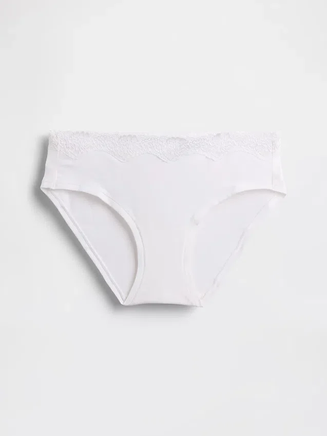 Hipster aus Bio-Stretch-Baumwolle mit Spitzenbesatz