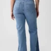 Hoch geschnittene 70er-Jahre-Flare-Jeans mit Aufnähern