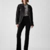 Hoch taillierte Bistretch-Hose mit ausgestelltem Bein