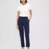 Hoch taillierte, schmal geschnittene Crop-Hose aus Doppelstrick