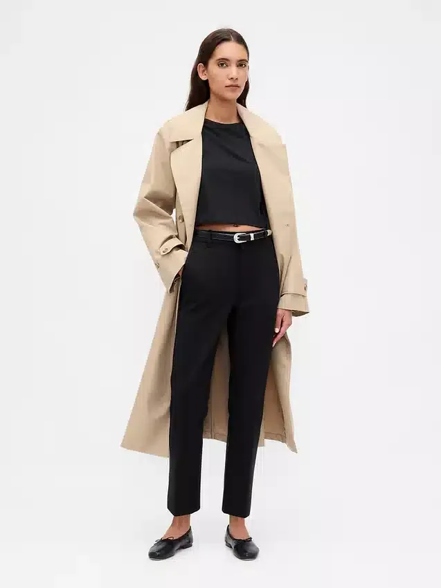 Hoch taillierte, schmal geschnittene Crop-Hose aus Doppelstrick