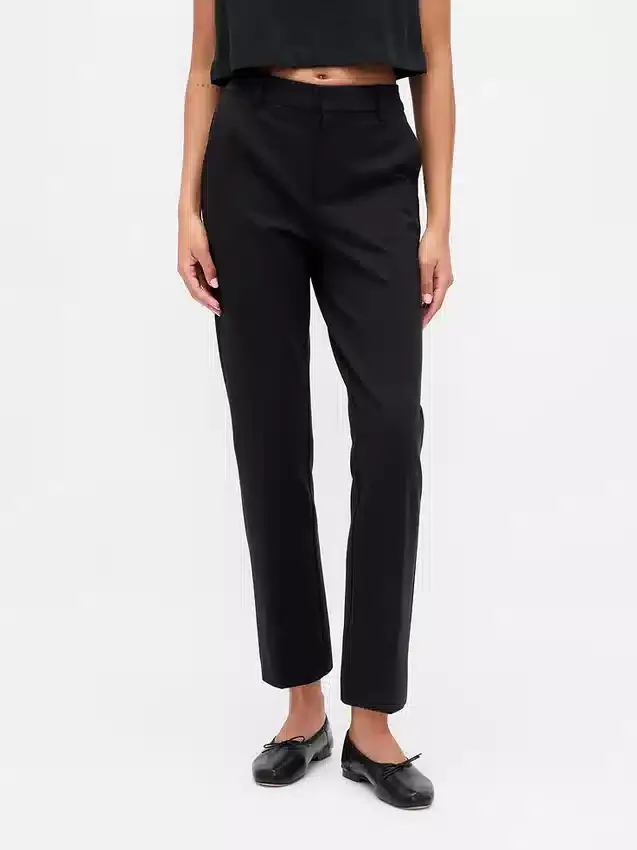 Hoch taillierte, schmal geschnittene Crop-Hose aus Doppelstrick