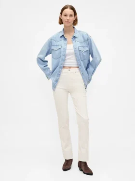 Hoch taillierte Slim-Straight-Hose aus Cord im 90er-Jahre-Stil