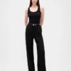 Hoch taillierte, weit geschnittene Hose aus Doppelstrick