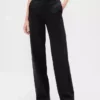 Hoch taillierte, weit geschnittene Hose aus Doppelstrick