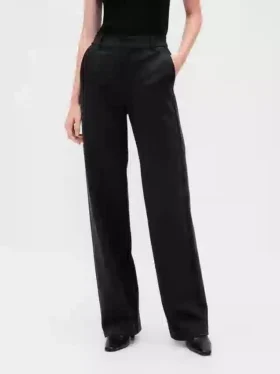 Hoch taillierte, weit geschnittene Hose aus Doppelstrick