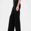 Hoch taillierte, weit geschnittene Hose aus Doppelstrick