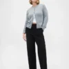 Hoch taillierte, weit geschnittene Hose aus Doppelstrick