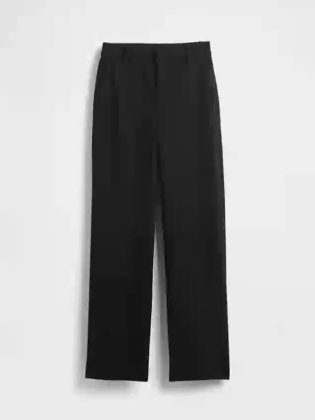 Hoch taillierte, weit geschnittene Hose aus Doppelstrick