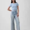 Hoch taillierte, weit geschnittene Knöchellange Jeans