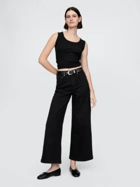 Hoch taillierte, weit geschnittene Knöchellange Jeans