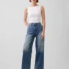 Hoch taillierte, weit geschnittene Knöchellange Jeans