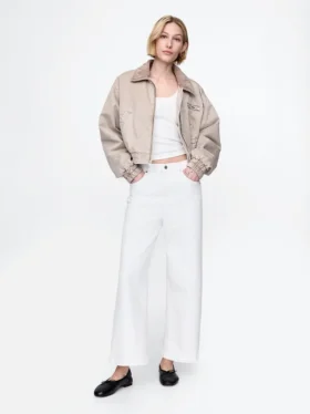 Hoch taillierte, weit geschnittene Knöchellange Jeans