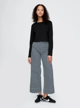 Hoch taillierte, weit geschnittene Knöchellange Jeans