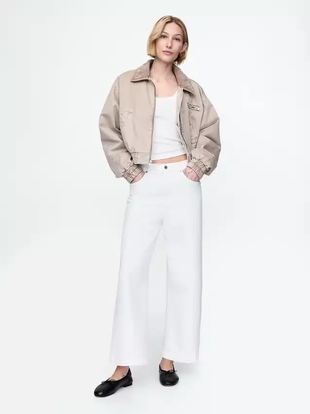 Hoch taillierte, weit geschnittene Knöchellange Jeans