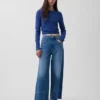 Hoch taillierte, weit geschnittene Knöchellange Jeans