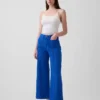 Hoch taillierte, weit geschnittene Knöchellange Jeans