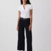 Hoch taillierte, weit geschnittene Knöchellange Jeans